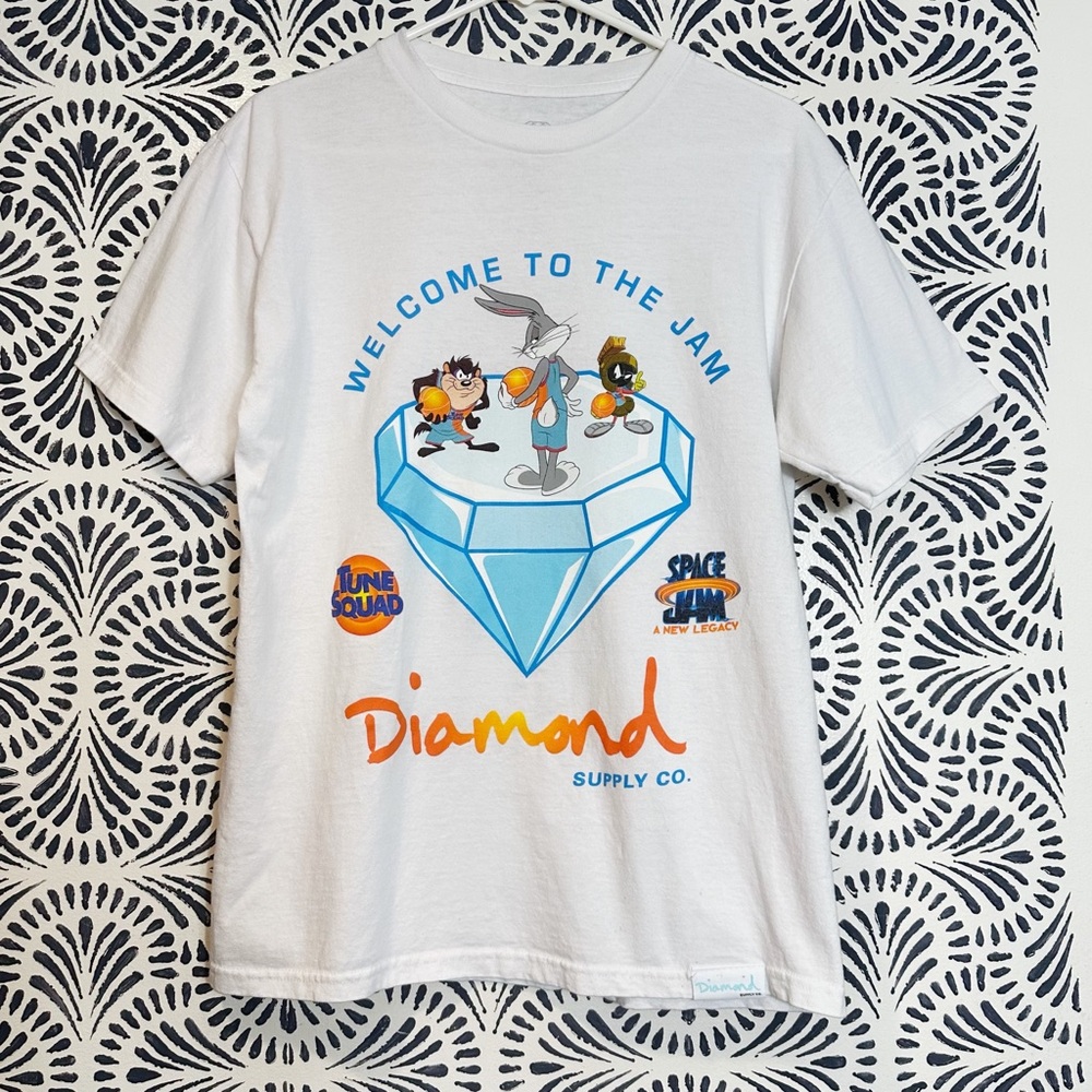 Diamond Supply Looney Tunes Space Jam Graphic T Shirt FLAW READ